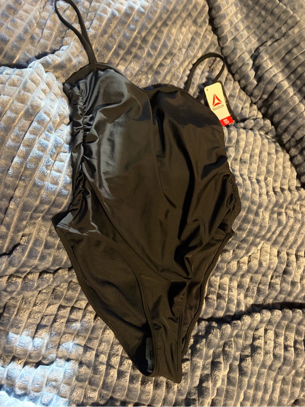 Reebok Black Women's One-Piece Swim Suit with Thin Straps